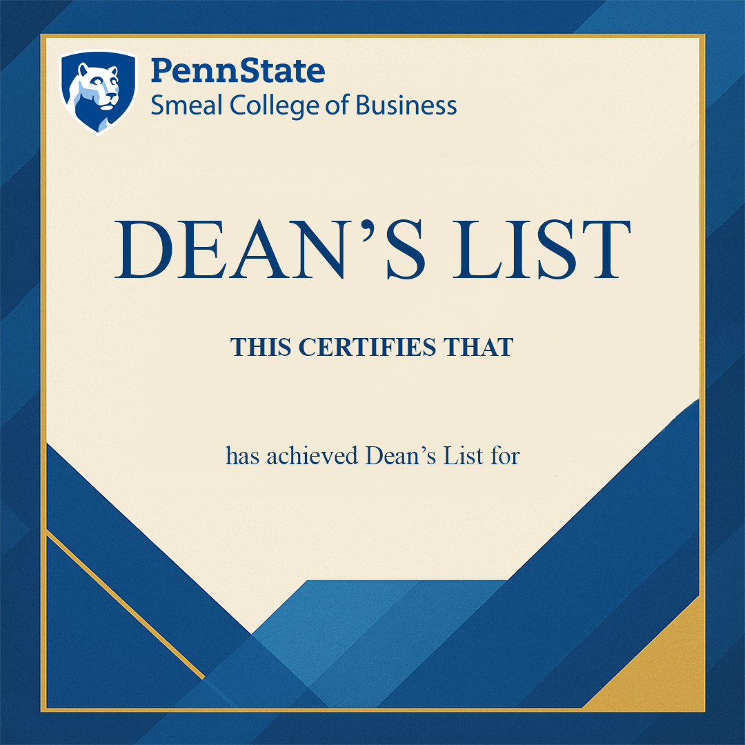 Dean's List Certificate